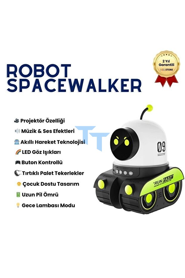 ROBOT SPACEWALKER Akıllı Yürüyen Işıklı Müzikli Oyuncak Robot, Hareketli Kollar, Ses Efektleri